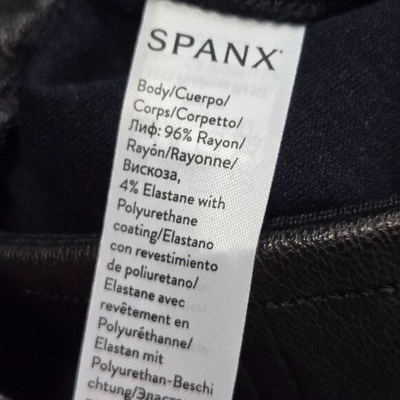 Spanx Size L Leather Like Jogger Pants Black High Rise Faux Pull On Pockets NEW - Picture 10 of 14